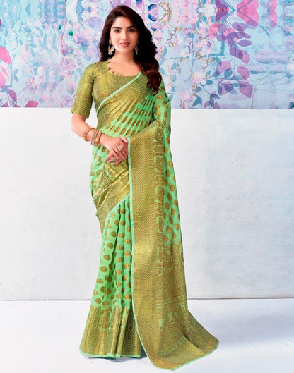 Light Green Silk Plain Saree