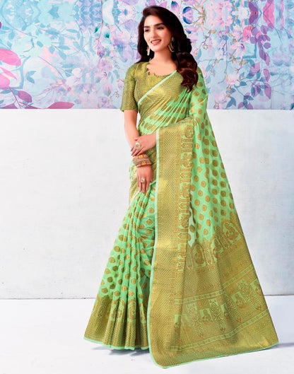 Light Green Silk Plain Saree