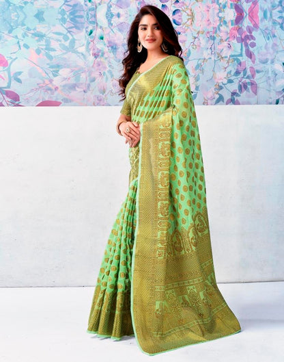 Light Green Silk Plain Saree