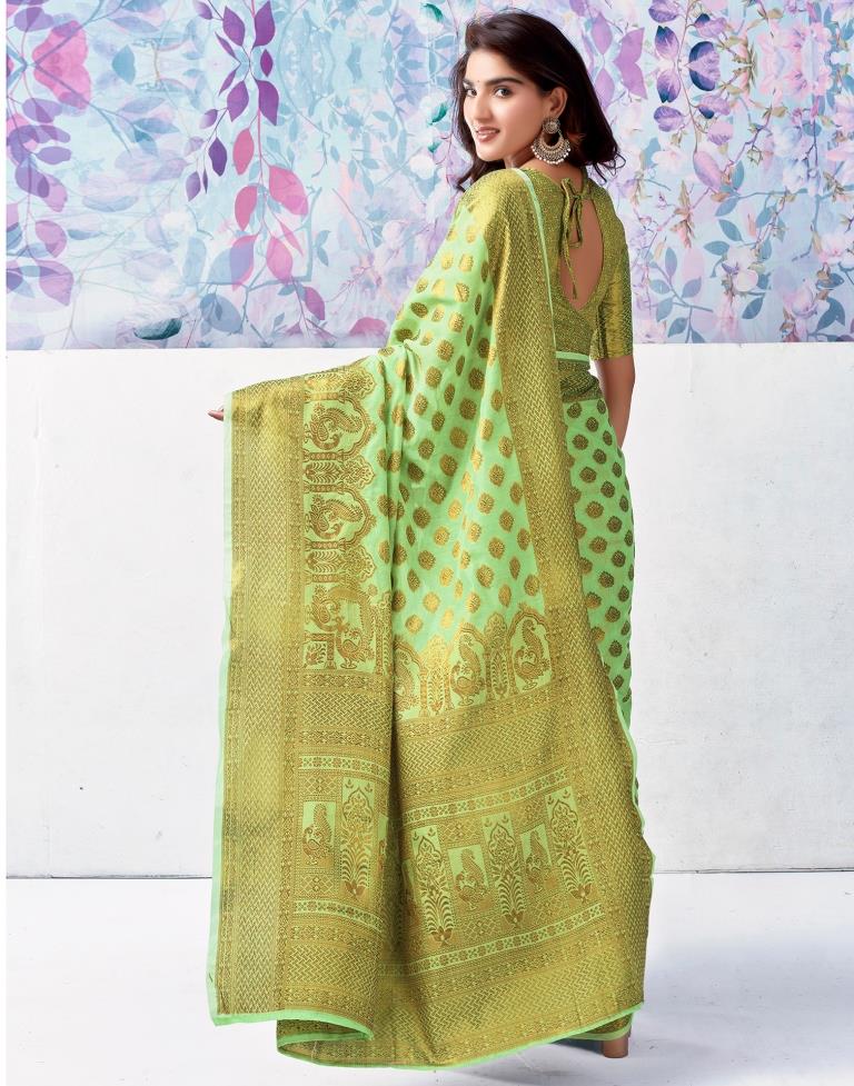 Light Green Silk Plain Saree