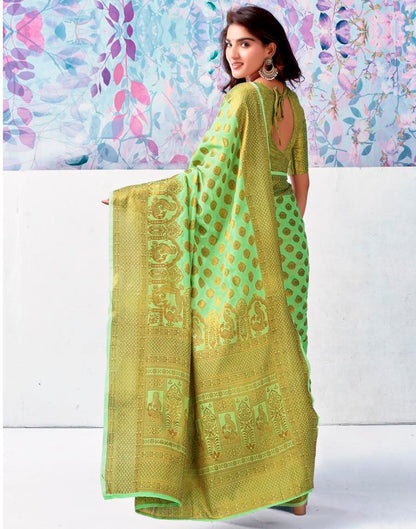 Light Green Silk Plain Saree