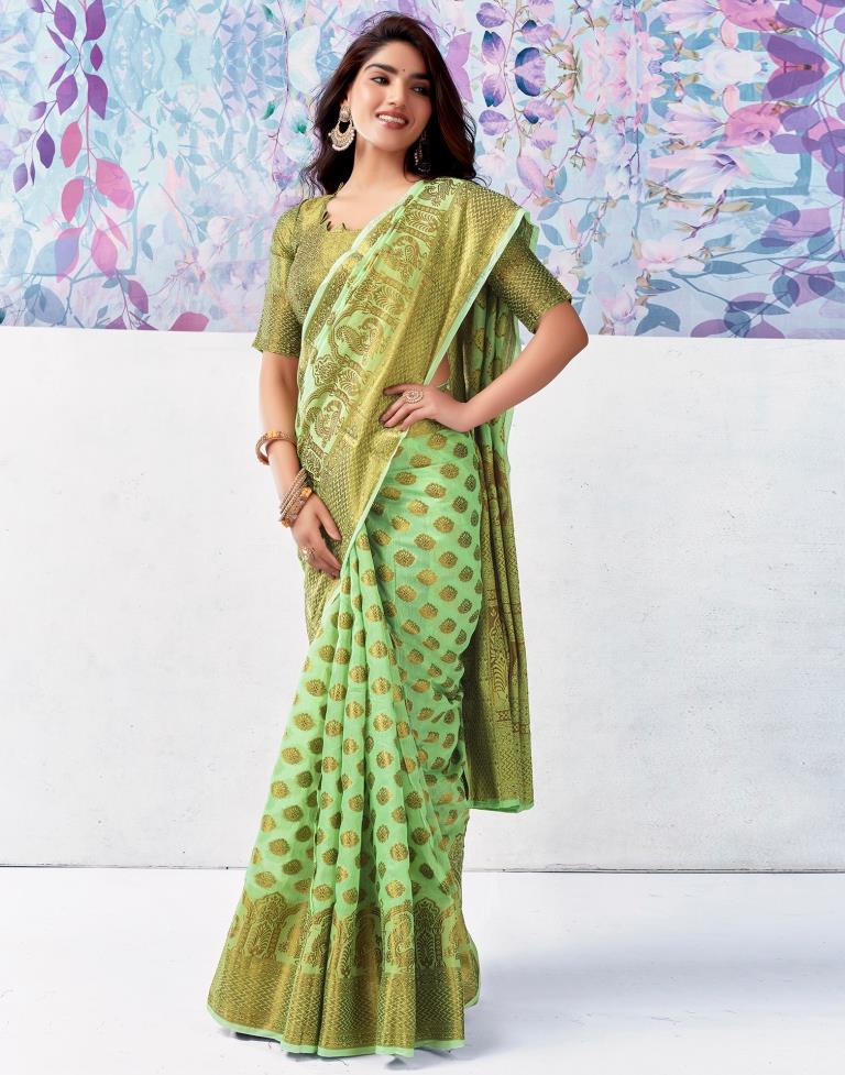 Light Green Silk Plain Saree