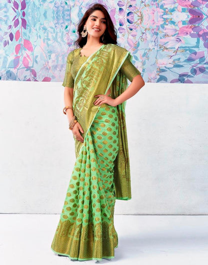 Light Green Silk Plain Saree