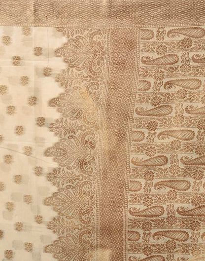 Beige Silk Jacquard Saree