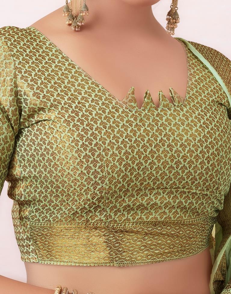 Pista Green Silk Jacquard Saree