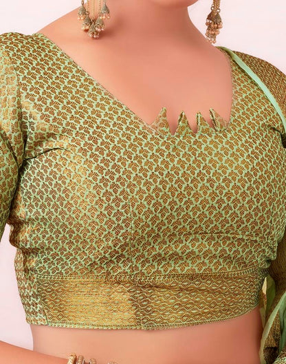 Pista Green Silk Jacquard Saree