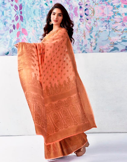 Peach Silk Jacquard Saree