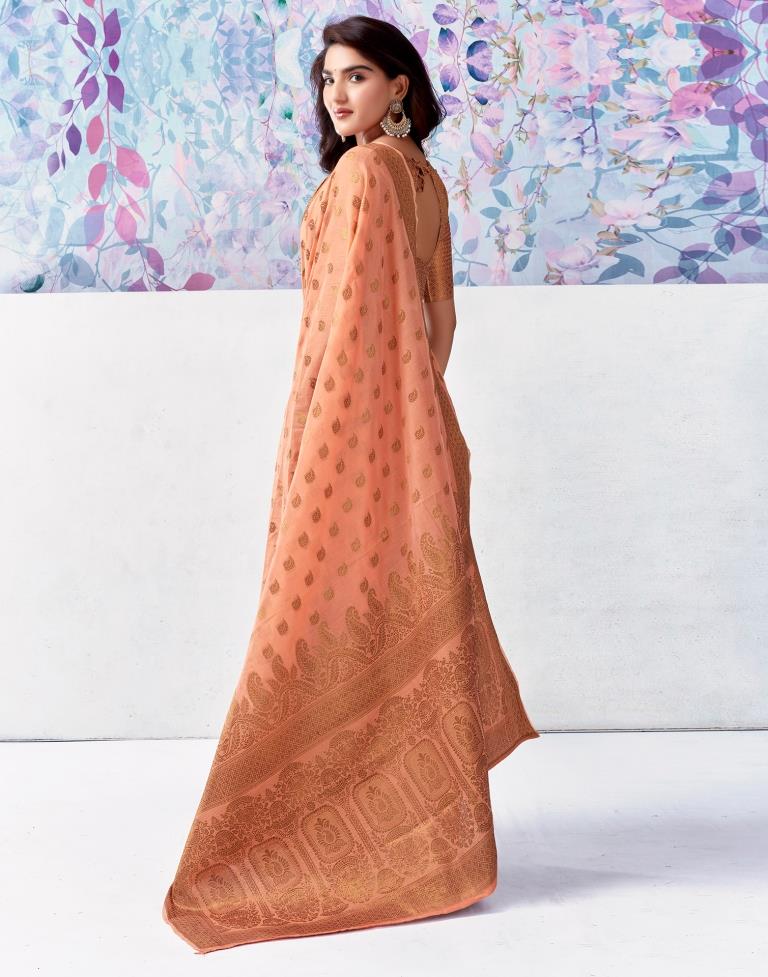 Peach Silk Jacquard Saree