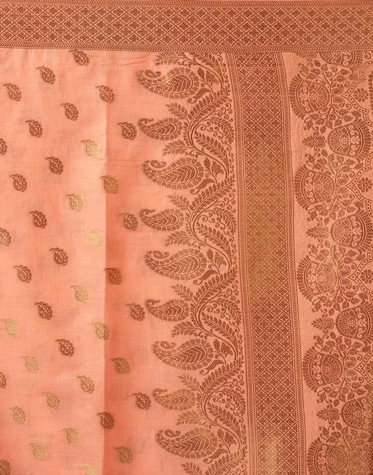 Peach Silk Jacquard Saree