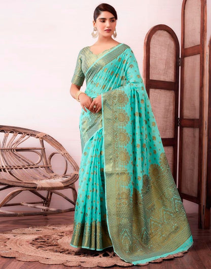 Light Blue Silk Jacquard Saree