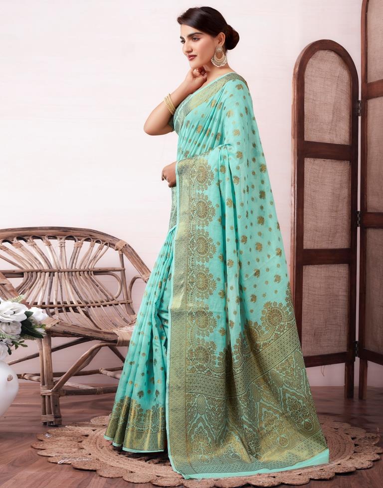 Light Blue Silk Jacquard Saree