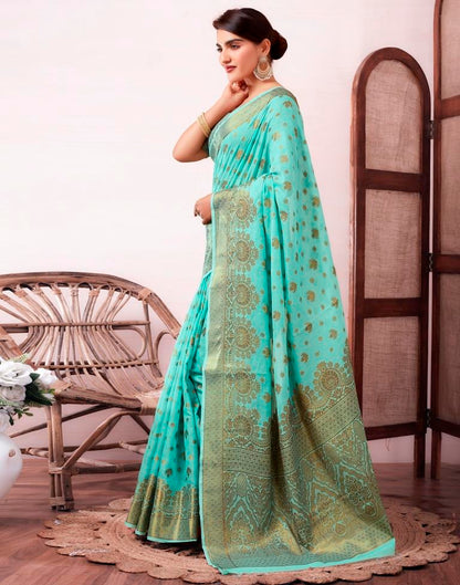 Light Blue Silk Jacquard Saree