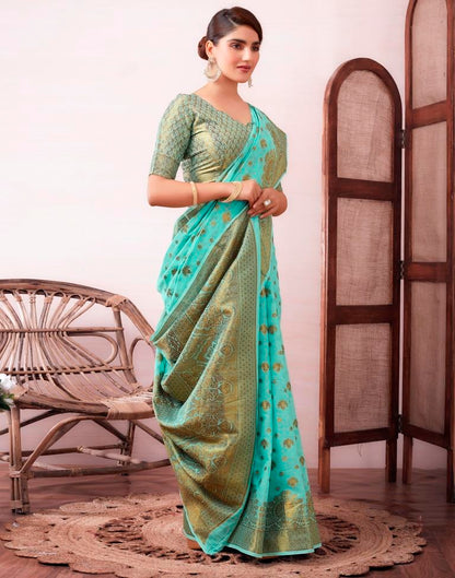 Light Blue Silk Jacquard Saree