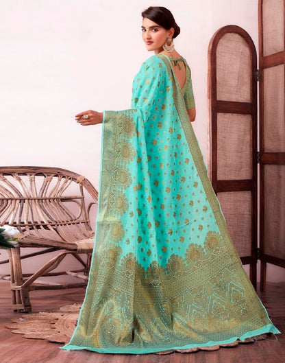 Light Blue Silk Jacquard Saree