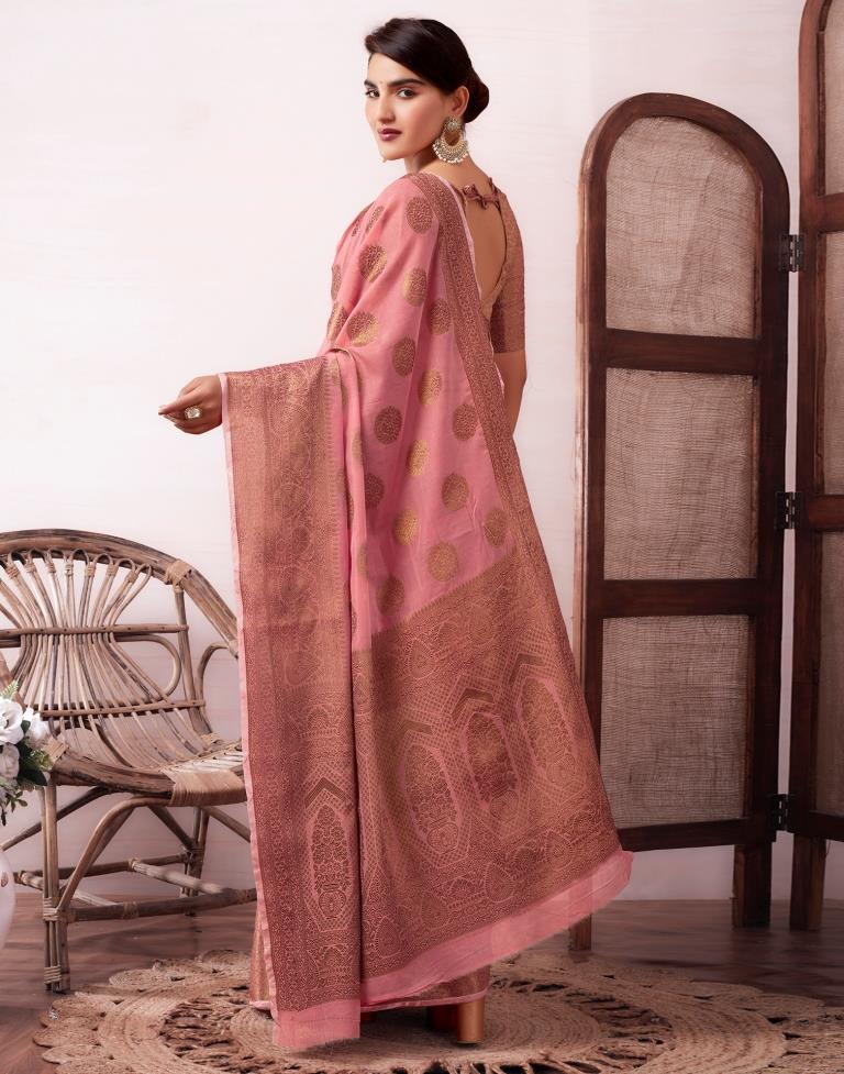 Dusty Pink Silk Jacquard Saree