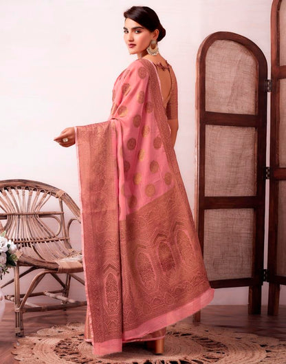 Dusty Pink Silk Jacquard Saree