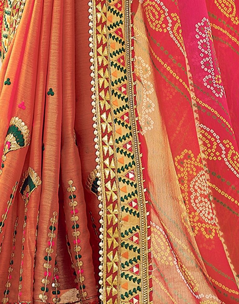 Dusty Red Chiffon Printed  Saree