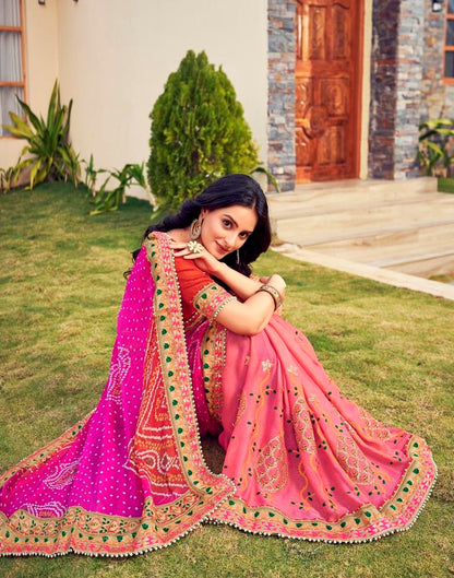 Pink  Chiffon Printed  Saree