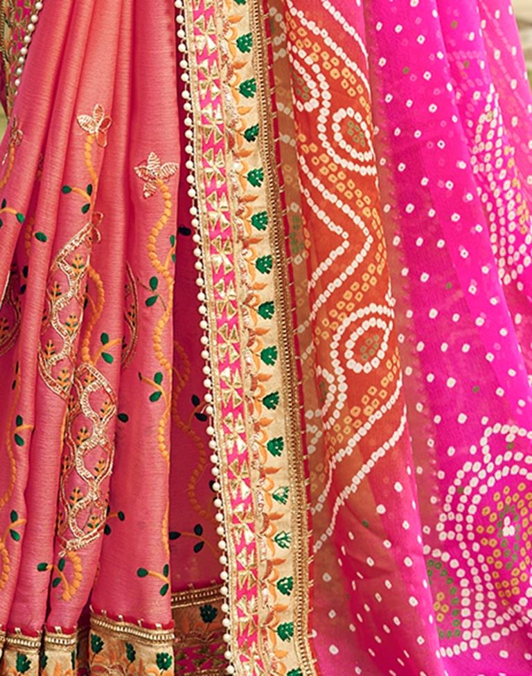 Pink  Chiffon Printed  Saree