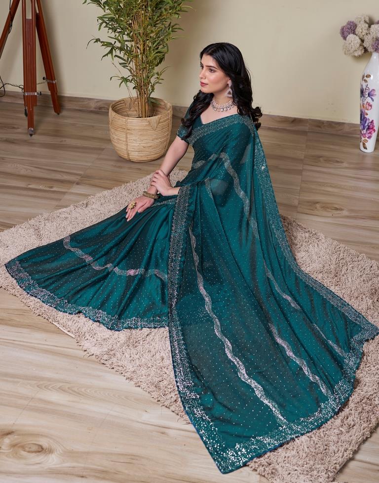 Rama Georgette Plain Saree