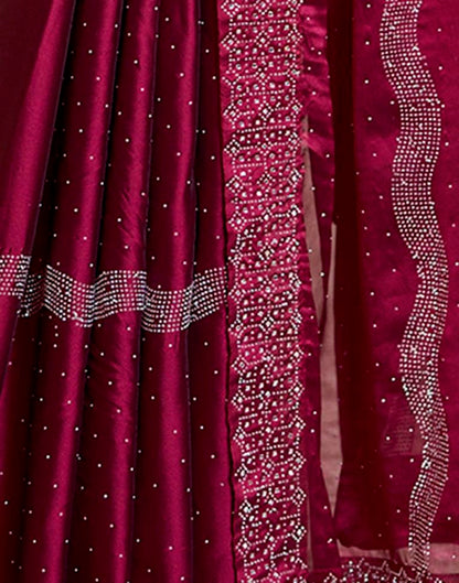 Deep Pink Georgette Plain Saree