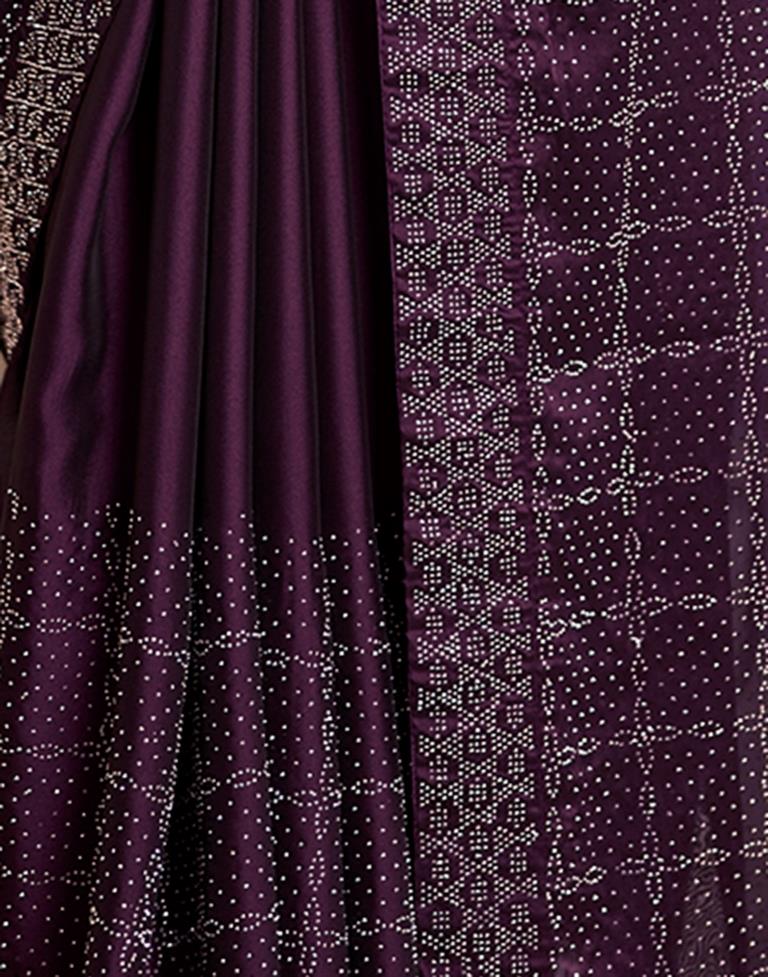 Deep Purple Georgette Plain Saree