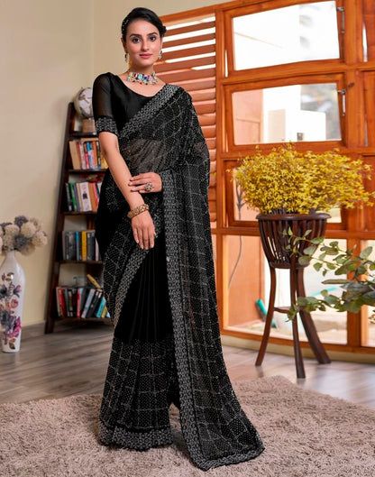 Black Georgette Plain Saree