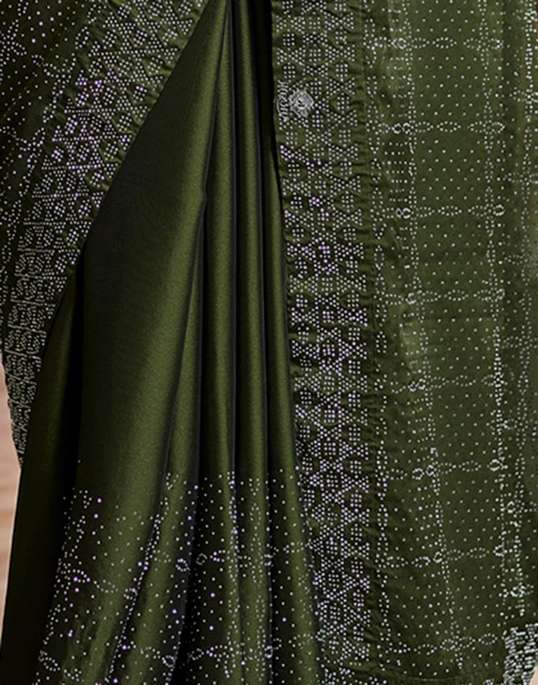 Mehndi Green Georgette Plain Saree