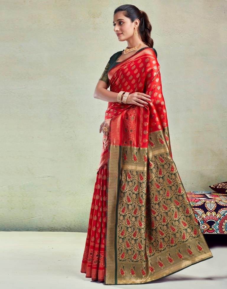 Red &amp; Green Silk Saree