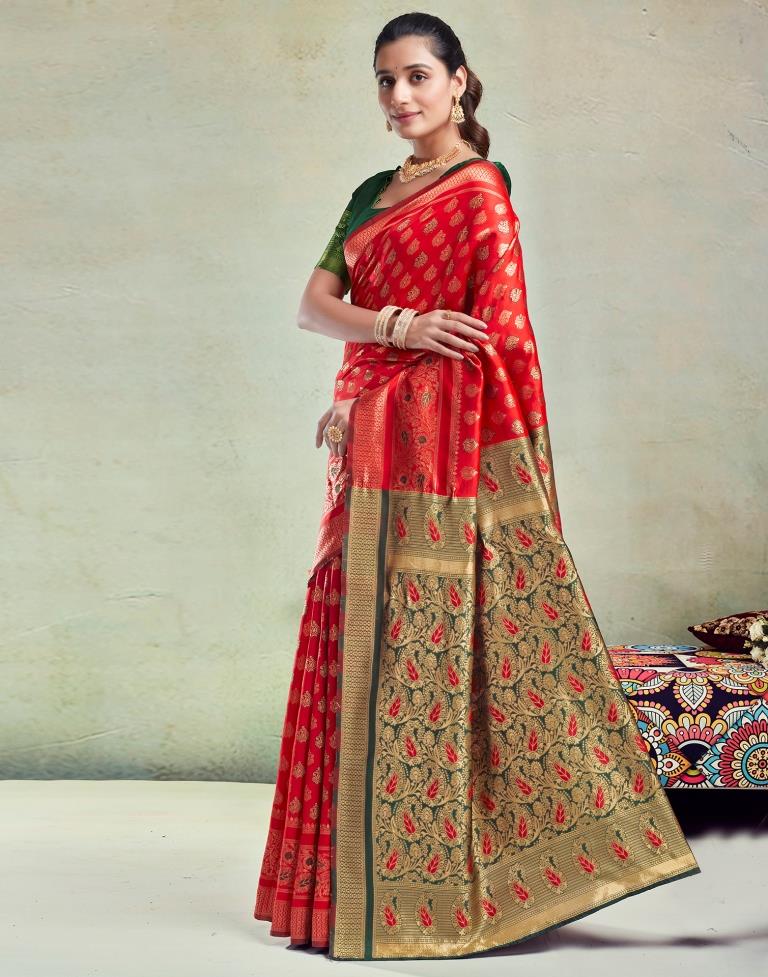 Red &amp; Green Silk Saree