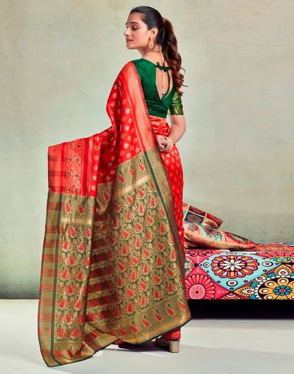 Red &amp; Green Silk Saree