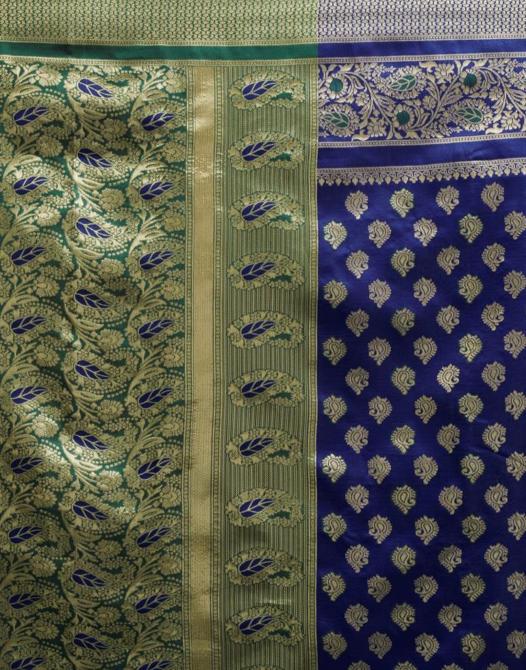 B1G1 Dark Blue Silk Woven Saree