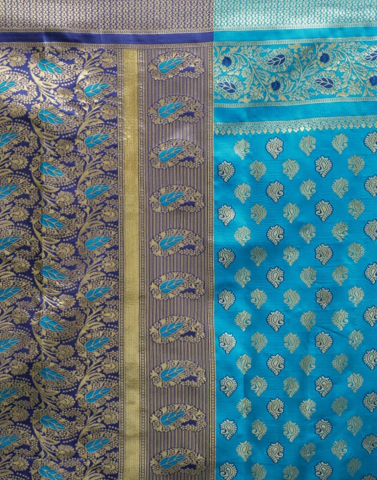 B1G1 Blue Silk Woven Saree