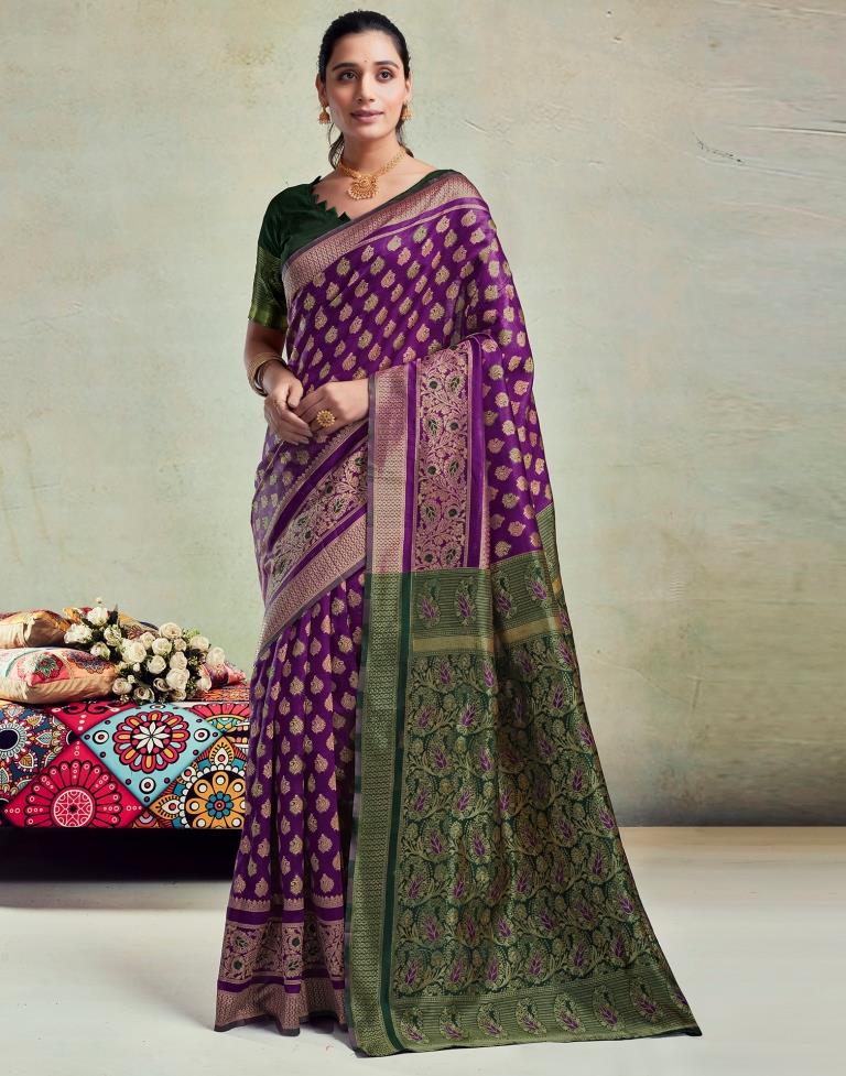 B1G1 Purple Silk Woven Saree