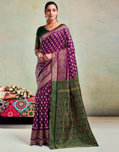 B1G1 Purple Silk Woven Saree