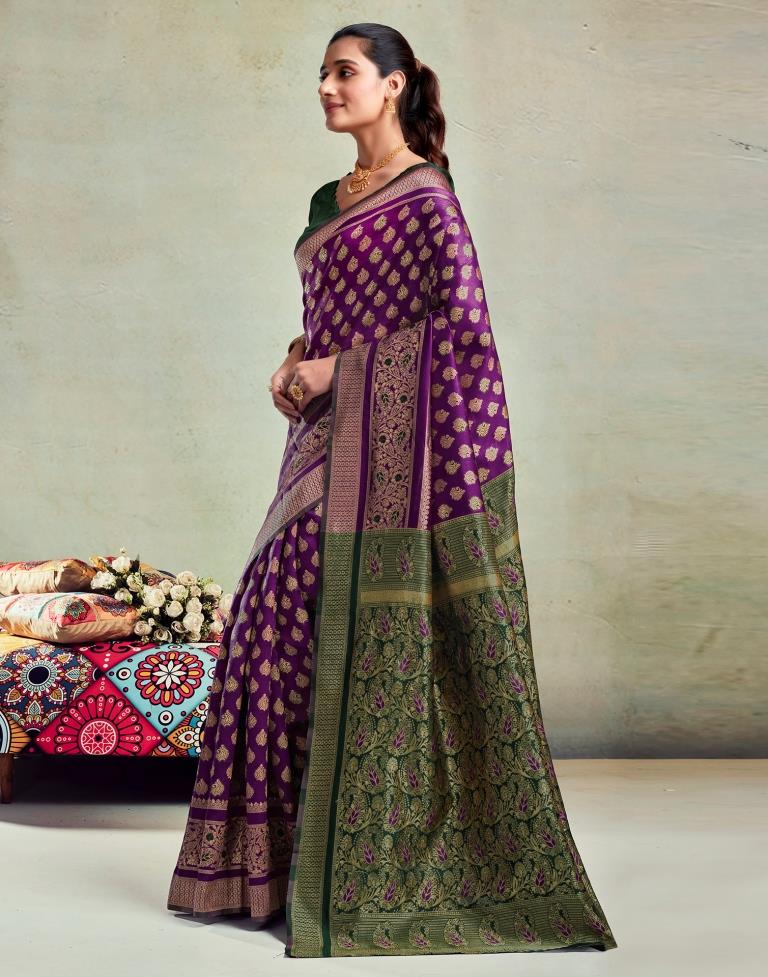 Purple Silk Woven Saree