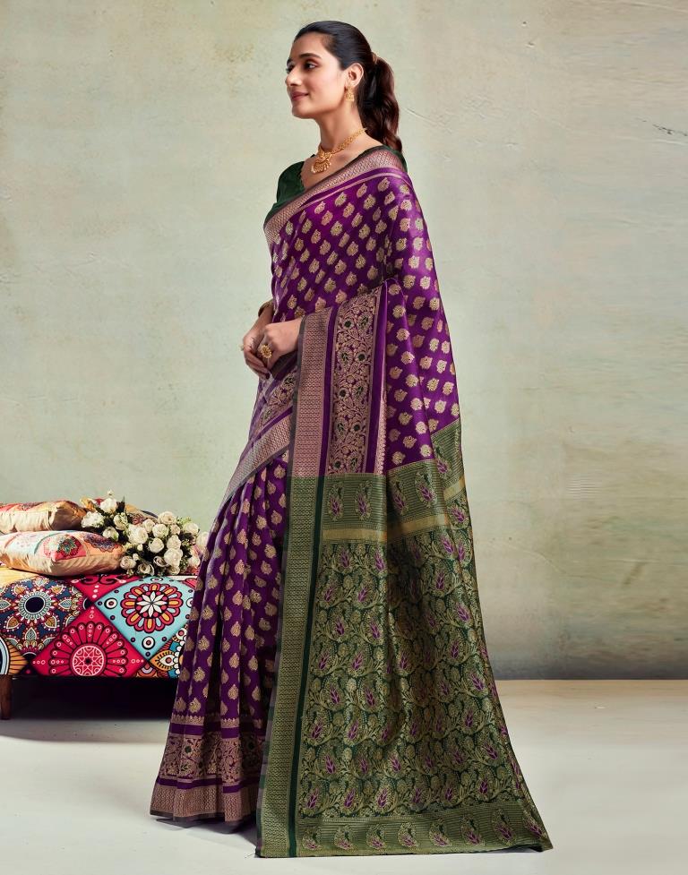 B1G1 Purple Silk Woven Saree