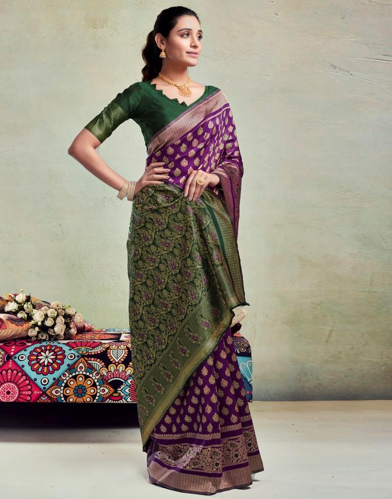 B1G1 Purple Silk Woven Saree