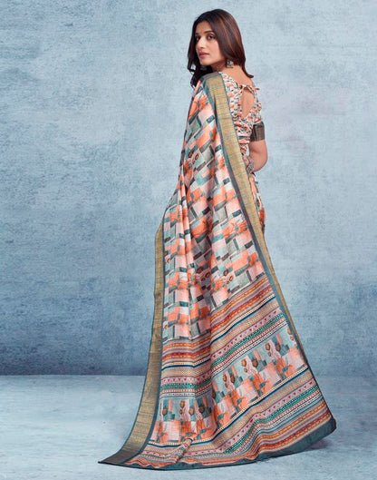 Multicolour Silk Printed  Saree