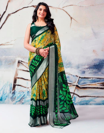 Turmeric Chiffon Printed  Saree