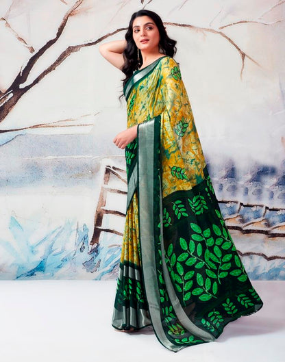 Turmeric Chiffon Printed  Saree