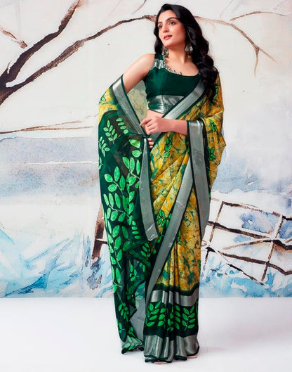 Turmeric Chiffon Printed  Saree