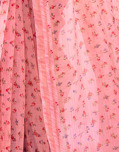 Light Pink Cotton Printed  Saree