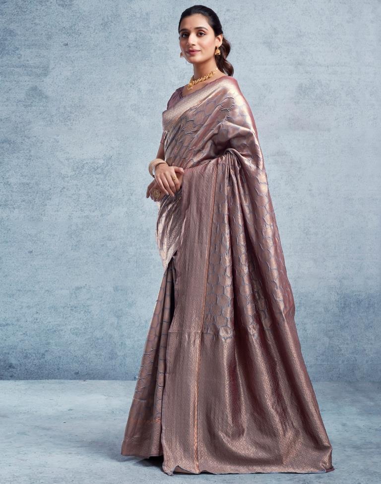 Copper Silk Plain Saree