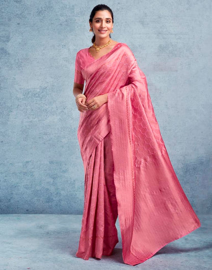 Pink Silk Plain Saree