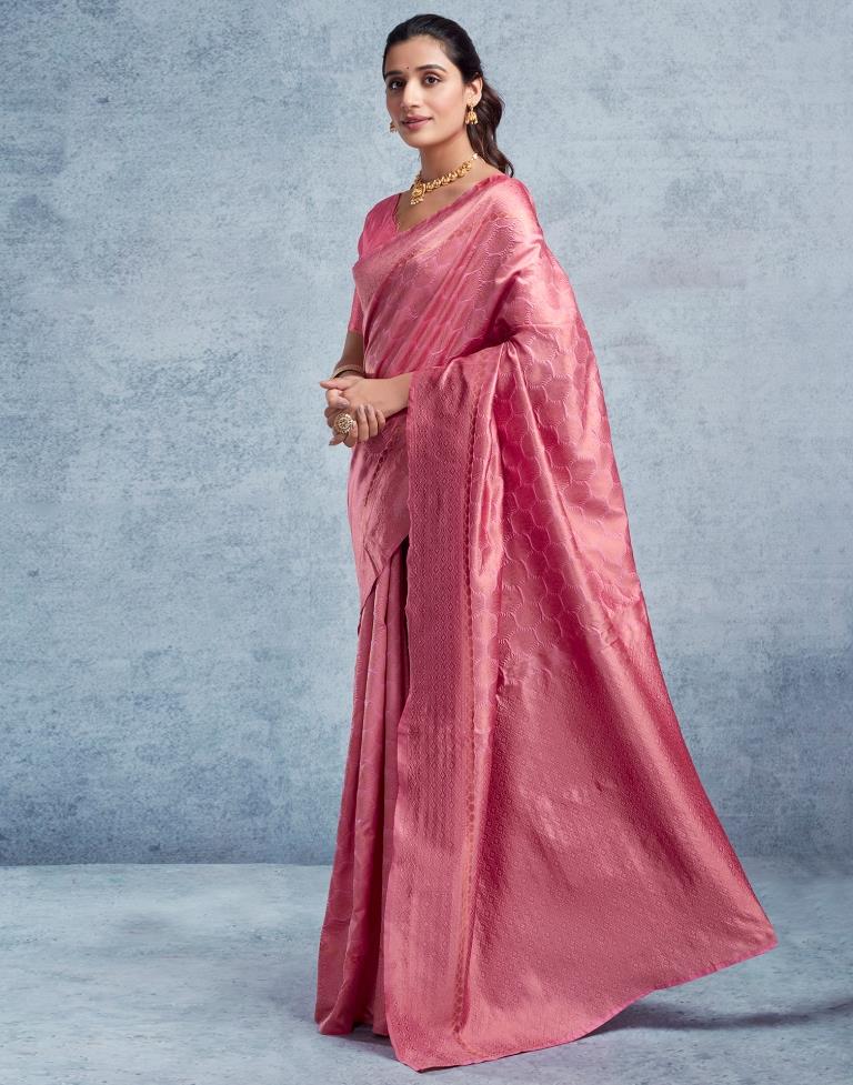 Pink Silk Plain Saree