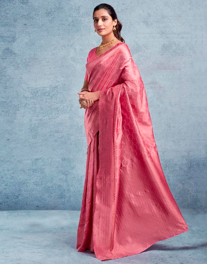 Pink Silk Plain Saree