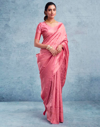 Pink Silk Plain Saree