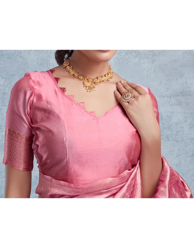 Pink Silk Plain Saree