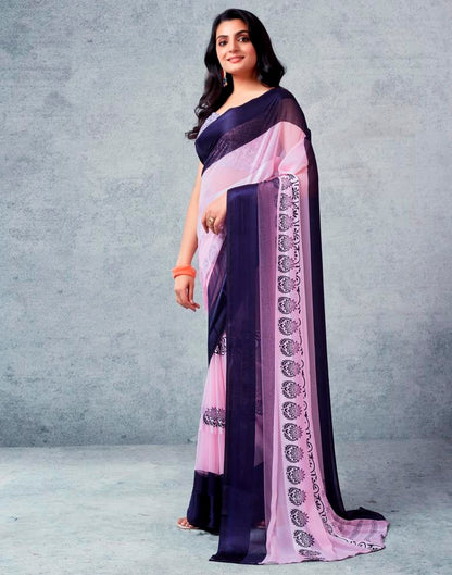 Light Pink Georgette Printed  Saree